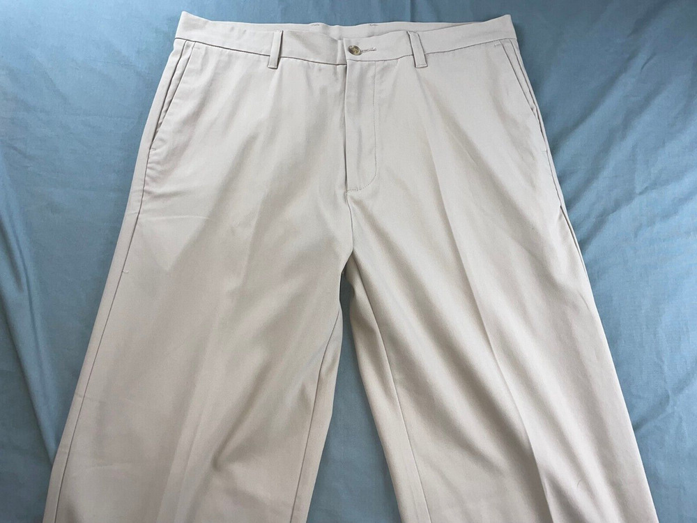 Ashworth Flat Front Lightweight Casual Golf Pants. Beige, Men's 34X32. EUC!!
